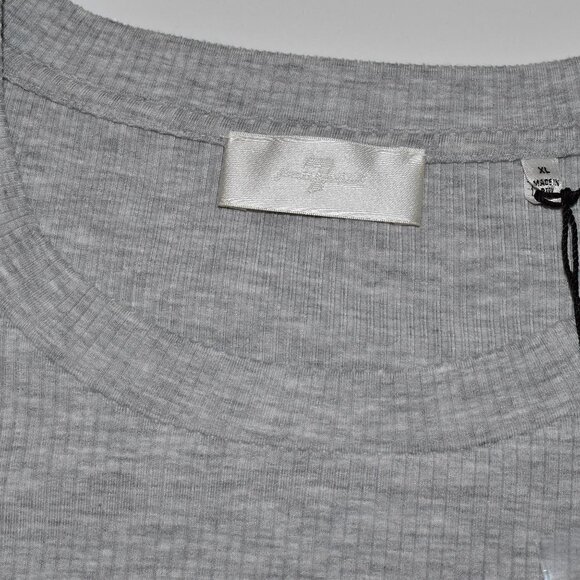 7 For All Mankind Pleated Puff Shoulder Power Rib Tee Top Heather Grey S… - Picture 5 of 14